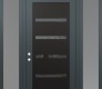 Modern Steel Front Door Diamond C7 68" x 96" anthracite/anthracite mirrored Glass Panel black RHI with 2 Sidelites and Transom frosted Glass