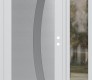 Modern Steel Front Door Diamond C4 52" x 80" white/white frosted Glass Panel stainless steel LHI with Sidelite clear Glass