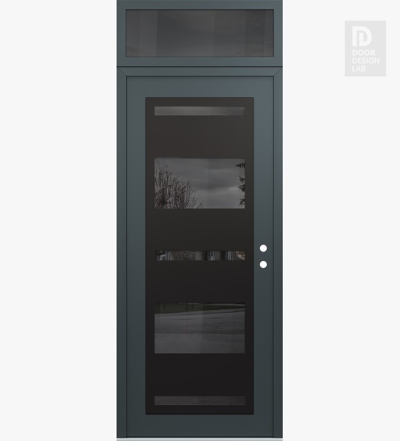 Modern Steel Front Door Diamond C10 36" x 96" anthracite/anthracite mirrored Glass Panel black LHI with Transom mirrored Glass