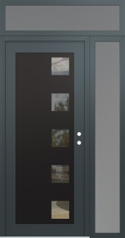 Diamond C5 50" x 96" anthracite/anthracite clear Glass Panel black LHI with Sidelite and Transom frosted Glass