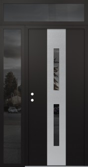 DIAMOND A6 48" X 96" BLACK/BLACK MIRRORED GLASS PANEL STAINLESS STEEL RHI WITH SIDELITE AND TRANSOM MIRRORED GLASS