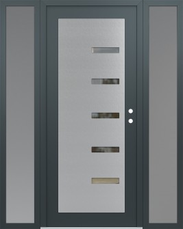 Diamond C8 68" x 80" anthracite/anthracite clear Glass Panel stainless steel LHI with 2 Sidelites frosted Glass