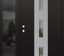 Modern Steel Front Door DIAMOND A7 50" X 80" BLACK/BLACK CLEAR GLASS PANEL STAINLESS STEEL RHI WITH SIDELITE MIRRORED GLASS