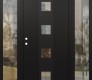 Modern Steel Front Door DIAMOND A12 68" X 80" BLACK/BLACK CLEAR GLASS PANEL BLACK RHI WITH 2 SIDELITES CLEAR GLASS