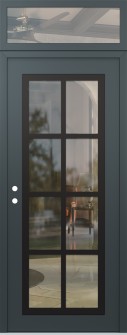 Diamond C16 36" x 96" anthracite/anthracite clear Glass Panel black RHI with Transom clear Glass