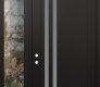 Modern Steel Front Door Diamond C6 48" x 96" black/white frosted Glass Panel black RHI with Sidelite and Transom clear Glass