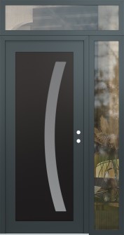 Diamond C4 48" x 96" anthracite/anthracite frosted Glass Panel black LHI with Sidelite and Transom clear Glass