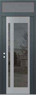 Diamond C15 36" x 96" anthracite/anthracite mirrored Glass Panel stainless steel RHI with Transom frosted Glass