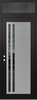 Diamond C6 36" x 96" black/black mirrored Glass Panel stainless steel RHI with Transom mirrored Glass