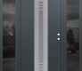 Modern Steel Front Door DIAMOND A5 64" X 80" ANTHRACITE/ANTHRACITE FROSTED GLASS PANEL STAINLESS STEEL LHI WITH 2 SIDELITES MIRRORED GLASS