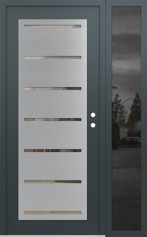 Diamond C11 48" x 80" anthracite/anthracite clear Glass Panel stainless steel LHI with Sidelite mirrored Glass