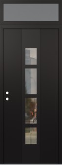 DIAMOND A10 36" X 96" BLACK/BLACK CLEAR GLASS PANEL BLACK RHI WITH TRANSOM FROSTED GLASS