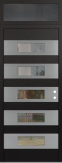 Diamond D5 36" x 96" black/black clear Glass Panel stainless steel LHI with Transom mirrored Glass