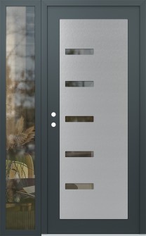 Diamond C8 48" x 80" anthracite/anthracite clear Glass Panel stainless steel RHI with Sidelite clear Glass