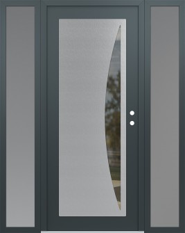 Diamond C13 60" x 80" anthracite/anthracite clear Glass Panel stainless steel LHI with 2 Sidelites frosted Glass