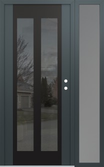 Diamond C14 50" x 80" anthracite/anthracite mirrored Glass Panel black LHI with Sidelite frosted Glass