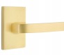 Emtek breslin door lever with modern rectangular rosette dummy satin brass (us4) 5052