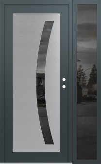 Diamond C4 48" x 80" anthracite/anthracite mirrored Glass Panel stainless steel LHI with Sidelite mirrored Glass