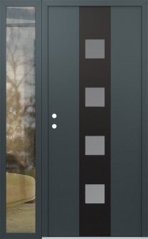 DIAMOND A12 52" X 80" ANTHRACITE/ANTHRACITE FROSTED GLASS PANEL BLACK RHI WITH SIDELITE CLEAR GLASS