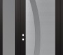 Modern Steel Front Door Diamond C4 50" x 96" black/white frosted Glass Panel stainless steel RHI with Sidelite and Transom frosted Glass