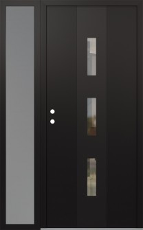 DIAMOND A7 48" X 80" BLACK/BLACK CLEAR GLASS PANEL BLACK RHI WITH SIDELITE FROSTED GLASS