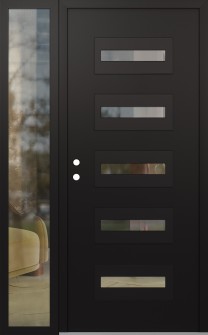 Diamond D4 52" x 80" black/black clear Glass Panel black RHI with Sidelite clear Glass