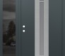 Modern Steel Front Door DIAMOND A5 52" X 80" ANTHRACITE/ANTHRACITE FROSTED GLASS PANEL STAINLESS STEEL RHI WITH SIDELITE MIRRORED GLASS