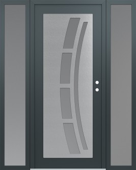 Diamond C12 60" x 80" anthracite/anthracite frosted Glass Panel stainless steel LHI with 2 Sidelites frosted Glass
