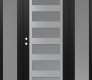 Modern Steel Front Door Diamond C9 64" x 80" black/white frosted Glass Panel stainless steel RHI with 2 Sidelites frosted Glass