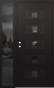 Diamond D8 48" x 80" black/black mirrored Glass Panel black RHI with Sidelite mirrored Glass