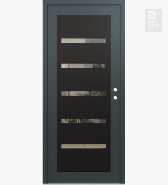 Modern Steel Front Door Diamond C7 36" x 80" anthracite/anthracite clear Glass Panel black LHI