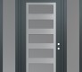 Modern Steel Front Door Diamond C9 60" x 96" anthracite/anthracite frosted Glass Panel stainless steel LHI with 2 Sidelites and Transom frosted Glass