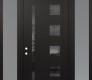 Modern Steel Front Door Diamond C3 60" x 96" black/black mirrored Glass Panel black RHI with 2 Sidelites and Transom frosted Glass
