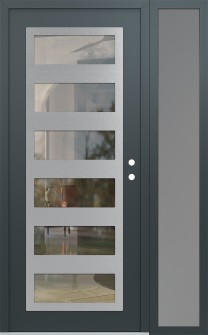 Diamond C9 52" x 80" anthracite/anthracite clear Glass Panel stainless steel LHI with Sidelite frosted Glass