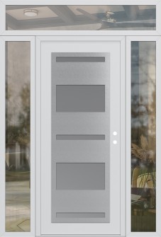 Diamond C10 60" x 96" white/white frosted Glass Panel stainless steel LHI with 2 Sidelites and Transom clear Glass