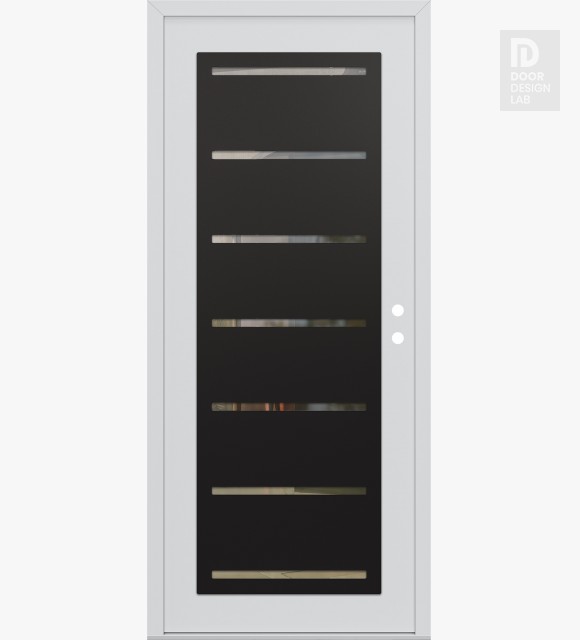 Modern Steel Front Door Diamond C11 36" x 80" white/white clear Glass Panel black LHI