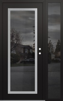 Diamond C1 48" x 80" black/black mirrored Glass Panel stainless steel LHI with Sidelite mirrored Glass