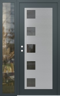 Diamond C5 48" x 80" anthracite/anthracite mirrored Glass Panel stainless steel RHI with Sidelite clear Glass