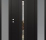 Modern Steel Front Door DIAMOND A2 64" X 80" BLACK/BLACK CLEAR GLASS PANEL BLACK RHI WITH 2 SIDELITES FROSTED GLASS