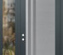 Modern Steel Front Door Diamond C6 48" x 96" anthracite/anthracite frosted Glass Panel stainless steel RHI with Sidelite and Transom clear Glass