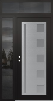 Diamond C3 50" x 96" black/white frosted Glass Panel stainless steel RHI with Sidelite and Transom mirrored Glass