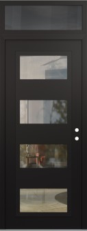 Diamond C2 36" x 96" black/black clear Glass Panel black LHI with Transom mirrored Glass