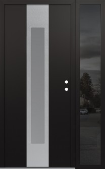 DIAMOND A1 48" X 80" BLACK/WHITE FROSTED GLASS PANEL STAINLESS STEEL LHI WITH SIDELITE MIRRORED GLASS