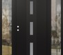 Modern Steel Front Door DIAMOND A7 60" X 80" BLACK/WHITE FROSTED GLASS PANEL BLACK RHI WITH 2 SIDELITES CLEAR GLASS