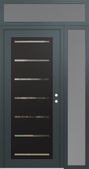 Diamond C11 48" x 96" anthracite/anthracite clear Glass Panel black LHI with Sidelite and Transom frosted Glass