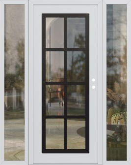 Diamond C16 68" x 80" white/white clear Glass Panel black LHI with 2 Sidelites clear Glass