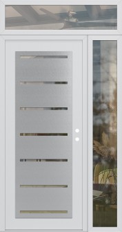 Diamond C11 48" x 96" white/white clear Glass Panel stainless steel LHI with Sidelite and Transom clear Glass