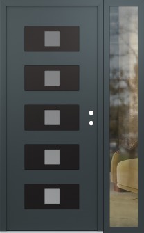 Diamond D8 50" x 80" anthracite/anthracite frosted Glass Panel black LHI with Sidelite clear Glass