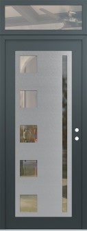 Diamond C3 36" x 96" anthracite/anthracite clear Glass Panel stainless steel LHI with Transom clear Glass