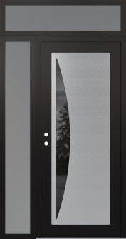Diamond C13 52" x 96" black/black mirrored Glass Panel stainless steel RHI with Sidelite and Transom frosted Glass
